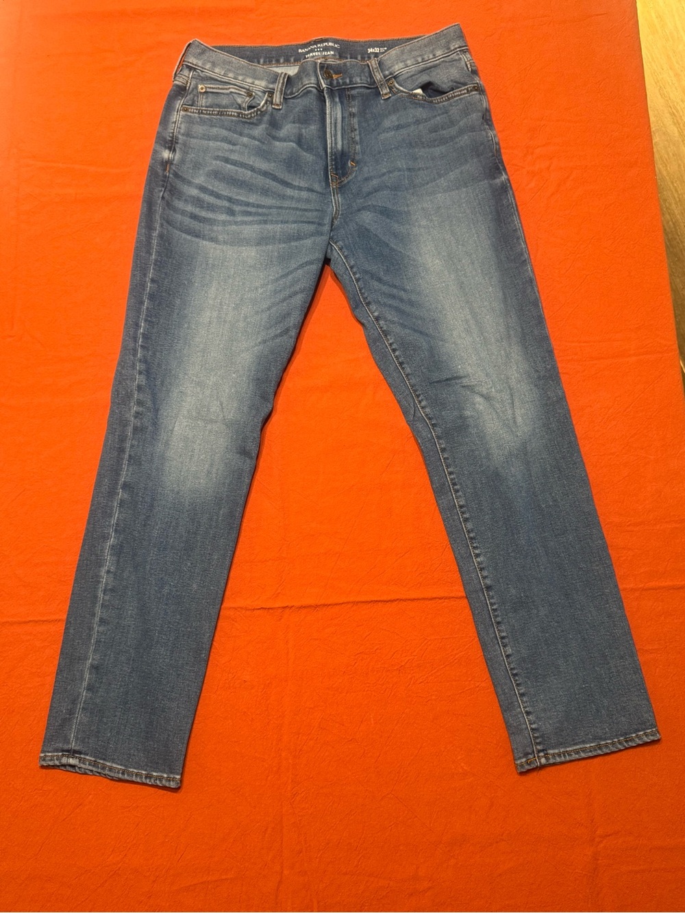 Banana Republic Slim-Straight Jeans in Medium Blue Wash. Travel Pant